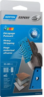 Image de Papier abrasif Norton Expert 93x185mm K40 5er VE Perforé / Multi-Air