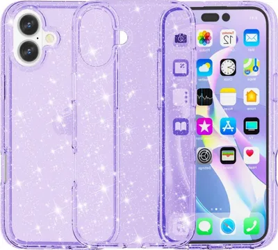 Produktbild von iPhone 16 Plus Hülle - Coverup Glitzer TPU Back Cover - Violett