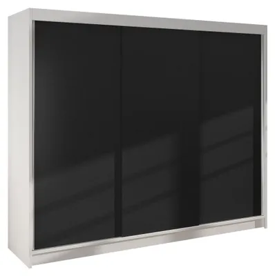 Produktbild von MIRJAN24 Schiebetürenschrank  Derby II, Kleiderschrank, Stilvoll Schlafzimmer Garderobenschrank (Farbe: Weiß / Schwarz)