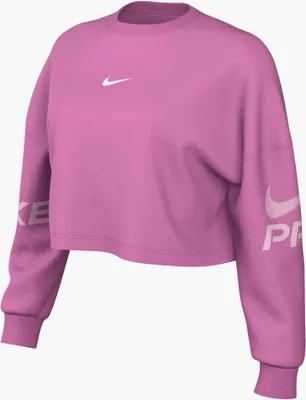 Obrázek produktu pro Nike W Np Df Flc Crew Tt Grx Playful Pink/White Playful Pink/White L
