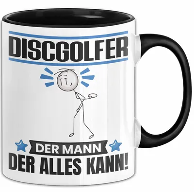 Produktbild von Discgolfer Tasse Geschenk für Discgolfer Der Mann Der Alles Kann Geschenkidee zum Geburtstag (Schwarz)