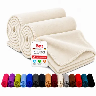 Image de Couverture polaire Betz, 2 pièces, 130 x 170 cm, 180 g/m² – Couverture d'intérieur et couverture douillette – Couverture moelleuse pour canapé ou lit – Légère, chaude et facile d'entretien – Couleur crème, Image générée par une IA