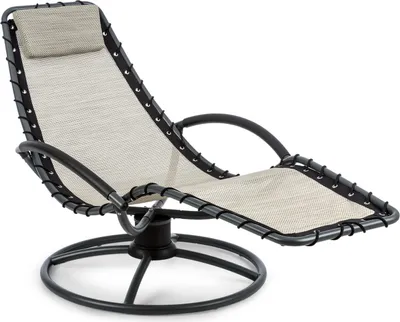 Produktbild von blumfeldt The Chiller - Liegestuhl , Schwingliege , Gartenliege , 77 x 85 x 173 cm , pflegeleicht , wetterbeständig , 360° Comfort-Schwingbewegung , ComfortMesh , stabiles Stahlrohr , beige