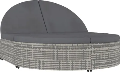 Produktbild von vidaXL Doppel-Sonnenliege mit Kissen Poly Rattan Grau