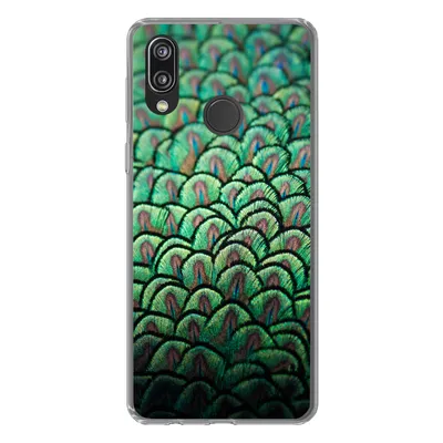 Produktbild von MuchoWow® Handyhülle Schutzhülle Hülle für Huawei P20 Lite (2020) Nahaufnahme des Gefieders eines Pfaus Silikon Softcase Handy Hülle - Kartenhalter