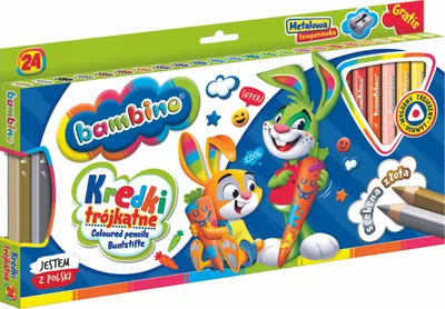 Obrázok produktu pre KIK KX5484 BAMBINO Sada trojhranných Jumbo pasteliek 24 ks + strúhadlo