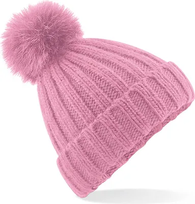 Immagine prodotto di Beechfield B413 | Verbier Fur Pom Pom Chunky Beanie - Colore: Dusky Pink - Taglia: Unica
