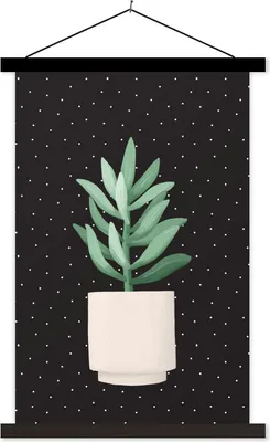 Produktbild von MuchoWow® Textilposter Zimmerpflanze - Sukkulente - Blumentopf 120x180 cm mit schwarzem Rahmen - Fotos