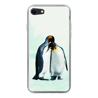 Produktbild von MuchoWow® Handyhülle Schutzhülle Hülle für iPhone 7 Pinguine - Schnee - Familie Silikon Softcase Handy Hülle - Kartenhalter