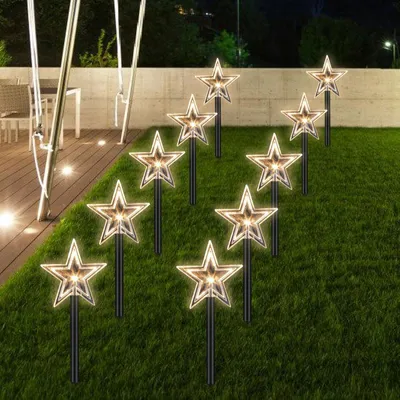 Image de Bettizia 10x étoile de jardin 36cm blanc chaud 6/18h minuterie bâtons lumineux