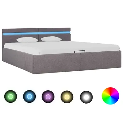 Immagine prodotto di vidaXL Letto con rete Idraulica con LED Tessuto Taupe 160x200 cm