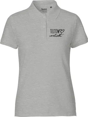 Produktbild von Huuraa Damen Polo Shirt Teltow verliebt XL Sport Grey Bio Baumwolle Fairtrade Poloshirt Geschenkidee