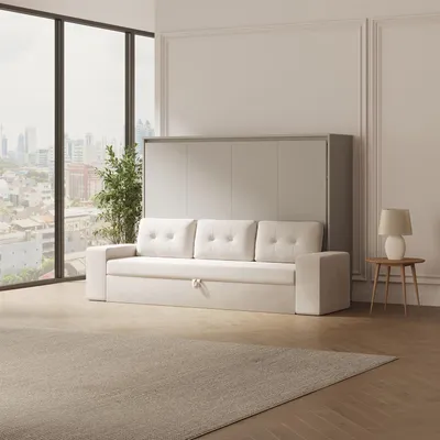 Produktbild von Schrankbett inkl.SOFA  Sandgrau  140x200 H M2 (Tiefe 55cm) Perlgrau