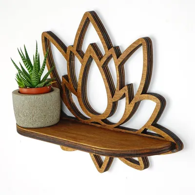Image de Étagère murale en bois « Raf264 » - 33 x 10 x 26 cm - bois de noyer