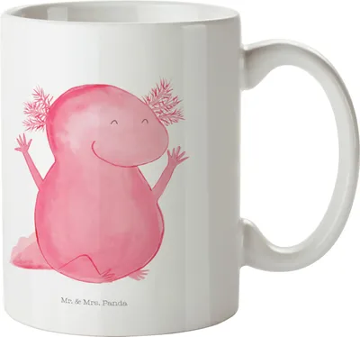 Produktbild von Mr. & Mrs. Panda Tasse Axolotl Hurra - Weiß - Geschenk, Becher, kaffeetasse keramik, kaffeebecher, Pott, Zufriedenheit, Lurch, Schwanzlurch, Spaß