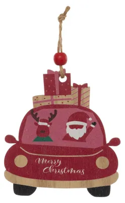Produktbild von Weihnachtsbaumschmuck als Geschenk auf einem Holzständer im traditionellen Weihnachtsstil