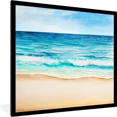 Produktbild von MuchoWow® MuchoWow® Gerahmtes Poster Strand - Meer - Golf 40x40 cm - Poster mit zchwarzem Bilderrahmen - Mit Rahmen - Wanddekoration Schlafzimmer