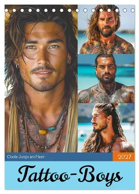 Produktbild von Tattoo-Boys. Coole Jungs am Meer (Tischkalender 2027 DIN A5 hoch), CALVENDO Monatskalender