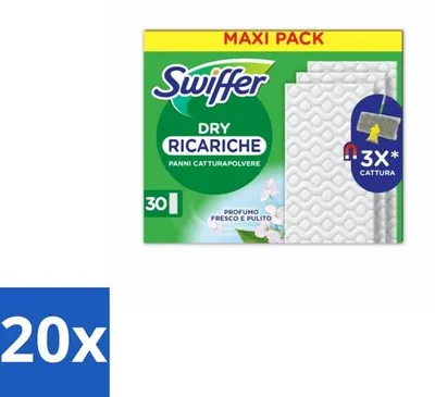 Imagen del producto de Swiffer - Paños para limpieza en seco – Para escobas de limpieza de suelos – 30 paños – Envase grande – 20 unidades