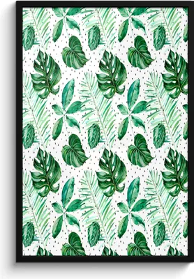 Produktbild von MuchoWow® MuchoWow® Gerahmtes Poster Vintage - Blätter - Punkte 60x90 cm - Poster mit zchwarzem Bilderrahmen - Kunst