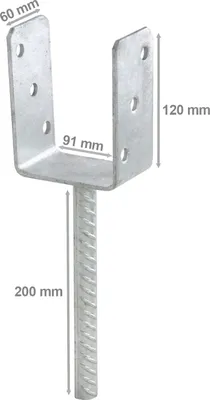 Produktbild von Domax U-Pfostenträger Pfostenanker PS 90U 91x120x4mm silbern 1 Stk.