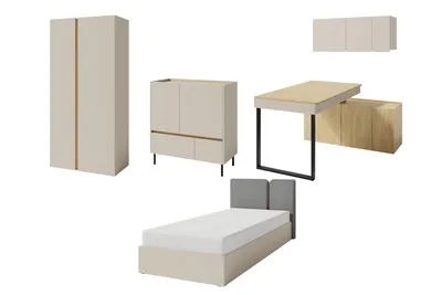Produktbild von JUGENDZIMMER-SET LIBU 5-teilig in Sandbeige / Geölte Eiche