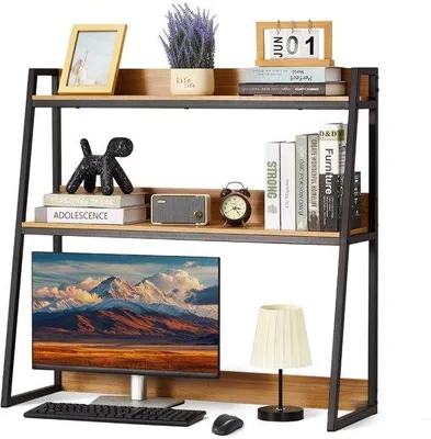 Immagine prodotto di Libreria a due colonne, organizer per libri a due colonne, con dimensioni di 95 x 32 x 90 cm, espositore in legno con piedini antiscivolo