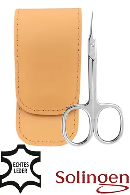 Produktbild von Solingen Turmspitzschere Nagelhautschere mit Echtleder Etui  Germany Beige