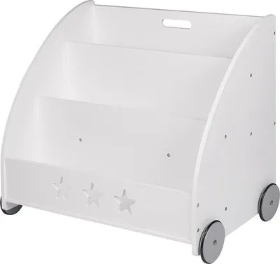 Zdjęcie produktu dla Szafka dziecięca na kółkach – drewniana szafka do pokoju dziecięcego – 62 x 42 x 57 cm – biała