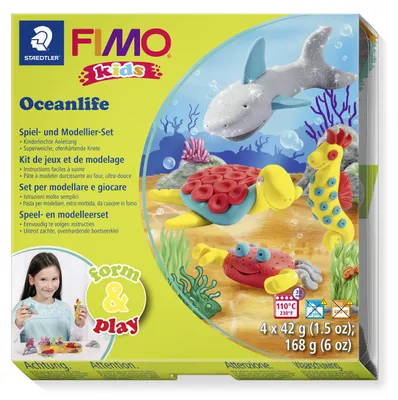 Produktbild von STAEDTLER FIMO kids 8034 ofenhärtende Modelliermasse Set "Oceanlife" mit 4 Blöcken je 42g