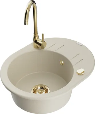 Produktbild von Mexen Kevin 1 Becken-Granitspüle mit Abtropffläche und Mischbatterie Telma, Beige - 6517-69-670200-50