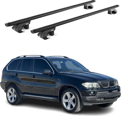 Image de Barres de toit transversales ABE pour BMW X5 E53 E70 1999-2013 5 P Alu Noir 2x