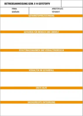 Produktbild von Blanko-Betriebsanweisungen, DIN A4, zum Selbstbeschriften, 25/VE