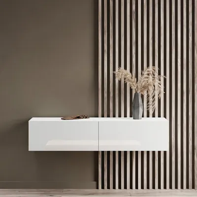 Produktbild von Planetmöbel Flur Möbel Garderobe Hängeschrank 1x 140 cm weiß, Wandgarderobe hängend oder stehend