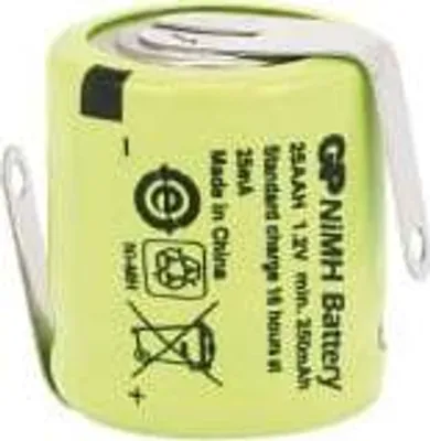 Produktbild von NiMH-Akku, GP, Industriezelle mit Lötfahnen, 16,6x14,2mm, 1,2V/250mAh