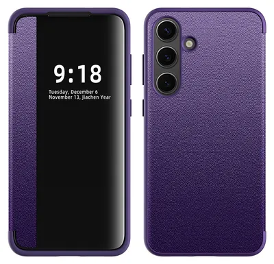 Immagine prodotto di Per Samsung Galaxy S25 Plus 5G vista specchio telefono cellulare Smart Cover Wake UP funzione caso viola