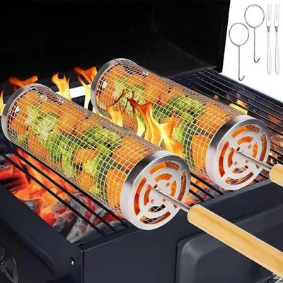 Image de Pinces à barbecue pivotantes avec manches en bois, lot de 2