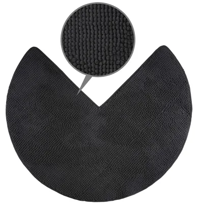 Image de Tapis de bain en chenille pour douches d'angle, avec dessous antidérapant (rond | dimensions intérieures 45 x 45 cm, anthracite)