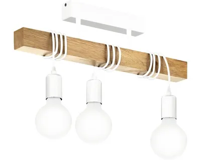 Image de EGLO Plafonnier Townshend 3-flamme bois blanc et beige