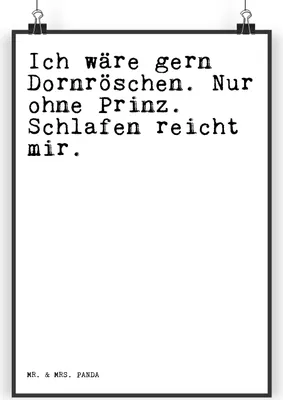 Produktbild von Mr. & Mrs. Panda Poster Ich wäre gern Dornröschen.... DIN A4 - Weiß - Geschenk, drucke, Mädchen, kunstdruck, Menschen, wanddeko, Realität, Wandbild, lustig, Sprüche, Bild