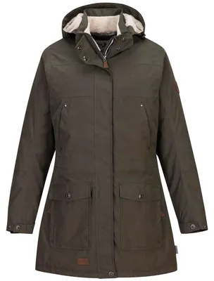 Produktbild von Blue Wave Damen Funktionsparka Outdoor-Jacke Anke - Funktionsmantel Funktionsjacke mit Fleece-Rücken und Kapuze in Oliv Größe 46