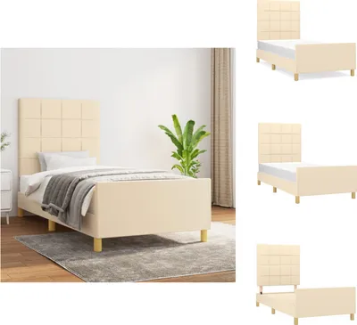 Immagine prodotto di vidaXL Struttura letto con testiera in tessuto crema 90x190 cm - Letti e strutture letto