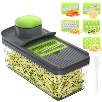 Productafbeelding van 5 in 1 Mandoline Groentesnijder - Multifunctionele Keukenhulp - Groenten Snijden en Raspelen - Groen
