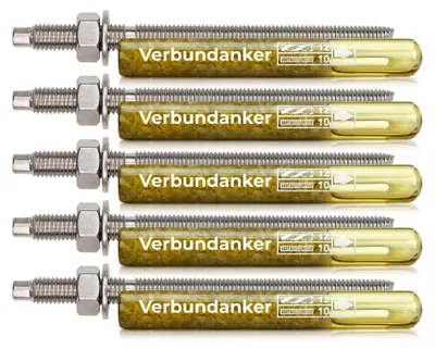Isolbau Verbundanker-Set V10 Patrone + Ankerstange A4 M10 x 130 mm 5 Stück ETA