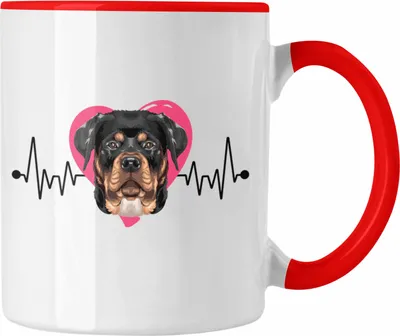 Produktbild von Trendation - Rottweiler Besitzer Tasse Geschenk Lustiger Spruch Geschenkidee Herzschlag Rottweiler (Rot)