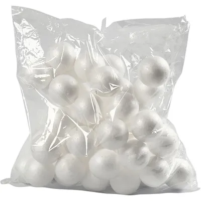 Productafbeelding van Kogel, 6 cm, piepschuim, 50 stuks.