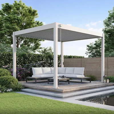 Produktbild von Weide Classic Pergola Aluminium 3x3,6m mit Lamellendach freistehend Ivory Sand