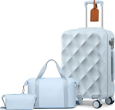 Produktbild von PromoHome® Hartschalen-Trolley-Kofferset, 3-teilig, Reisekoffer mit Doppelrollen, inkl. 1 Reisetasche und 1 Kulturbeutel, Gepäck mit