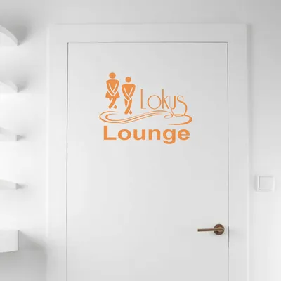 Produktbild von Wandtattoo - Wandaufkleber - Tür-/Wandtattoo "Lokus Lounge" - 30cm x 23cm orange - Dekoration Küche Wohnzimmer Wand