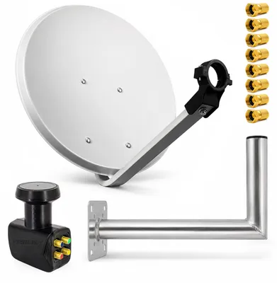 Produktbild von PremiumX SAT Anlage 45cm Satellitenantenne Quad LNB Wandhalter 45cm